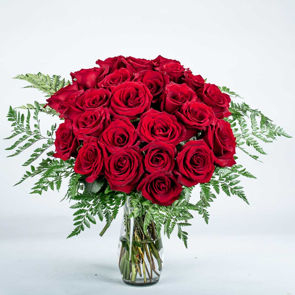 24 Red Roses In Vase Delivery
