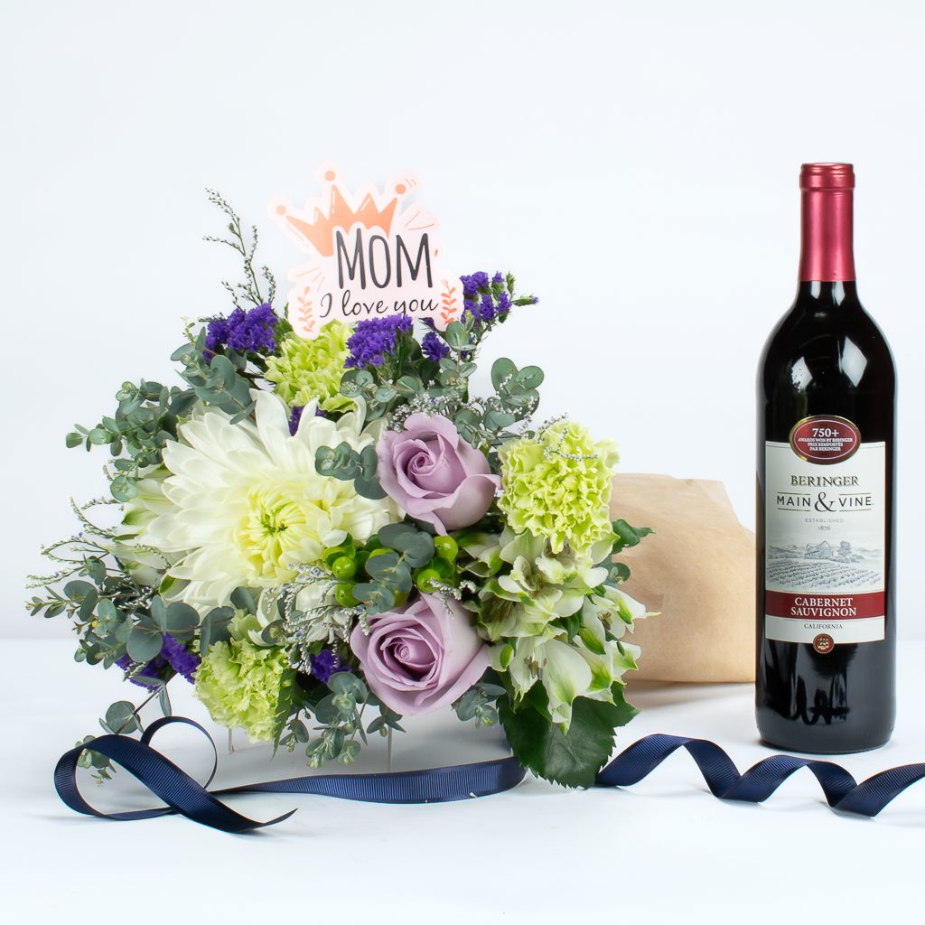 Mothers Day Flowers And Wine