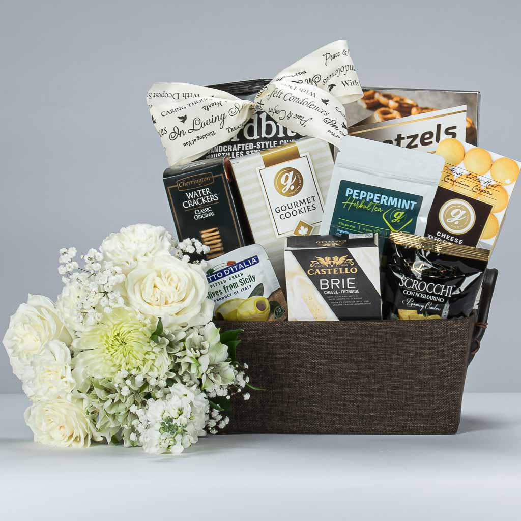 Sympathy Gift Basket Withg Flowers