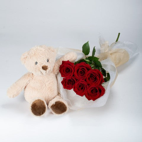 valentines red roses bear