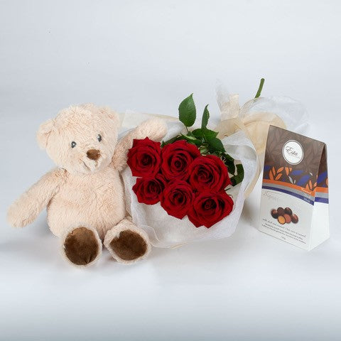 Valentines Day Gift Delivery. Valentine's Roses, Chocolate and Plush