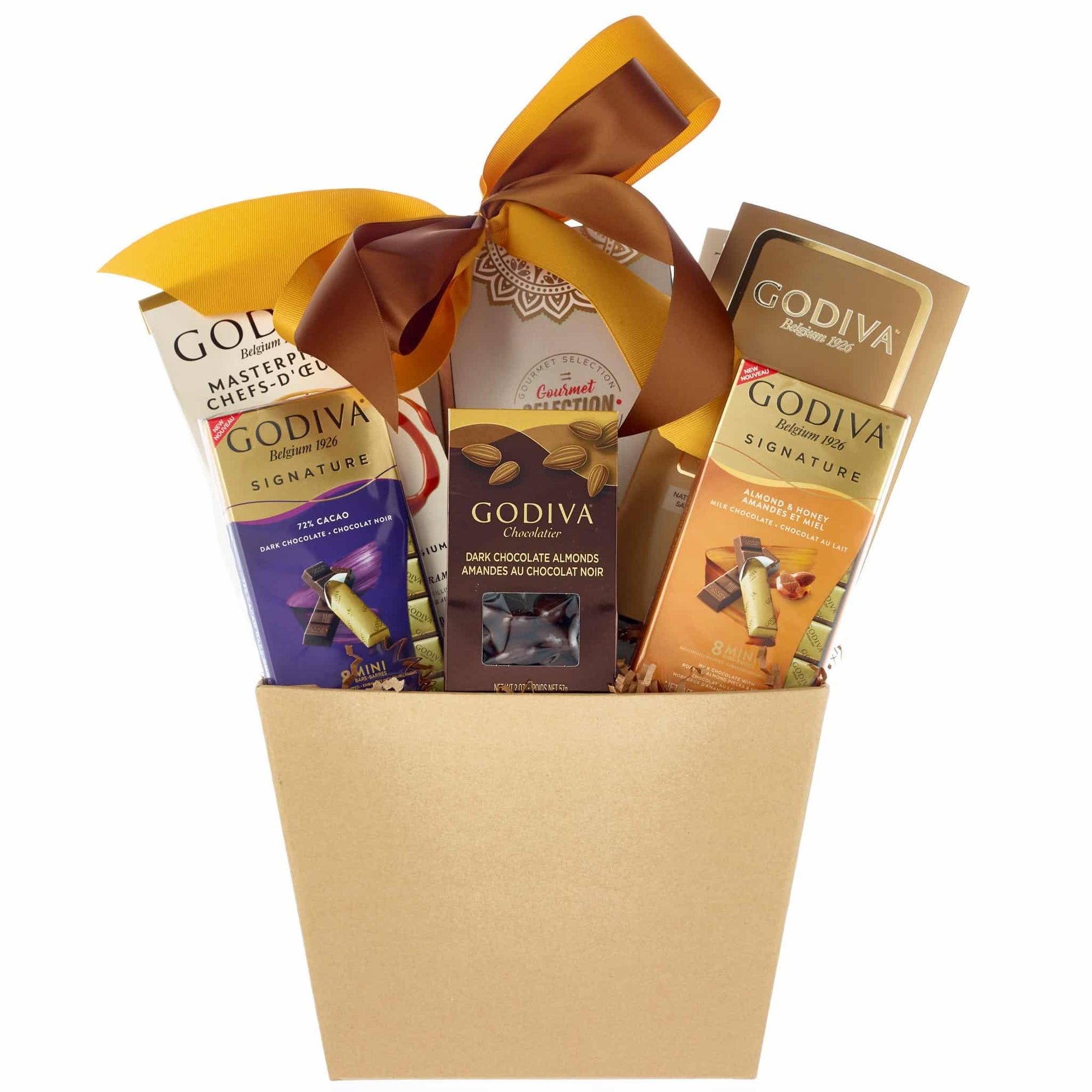 Small Godiva gift basket packed with chocolates