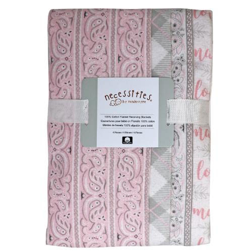 4 pack receiving blankets set for baby girl 