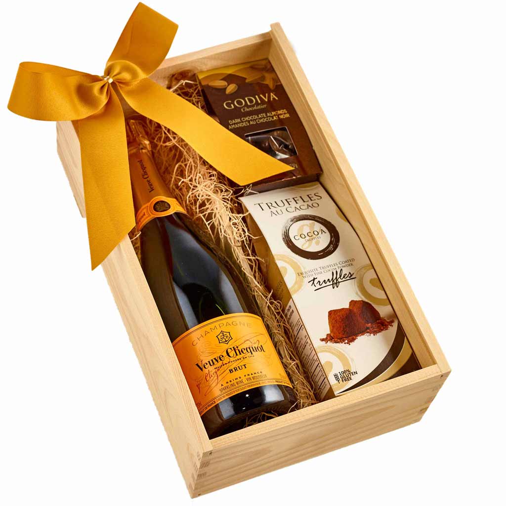 Small Veuve Champagne Wooden Box Gift