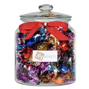 Assorted Milk, Dark, Caramel, And Berry Truffles in Glass Jar