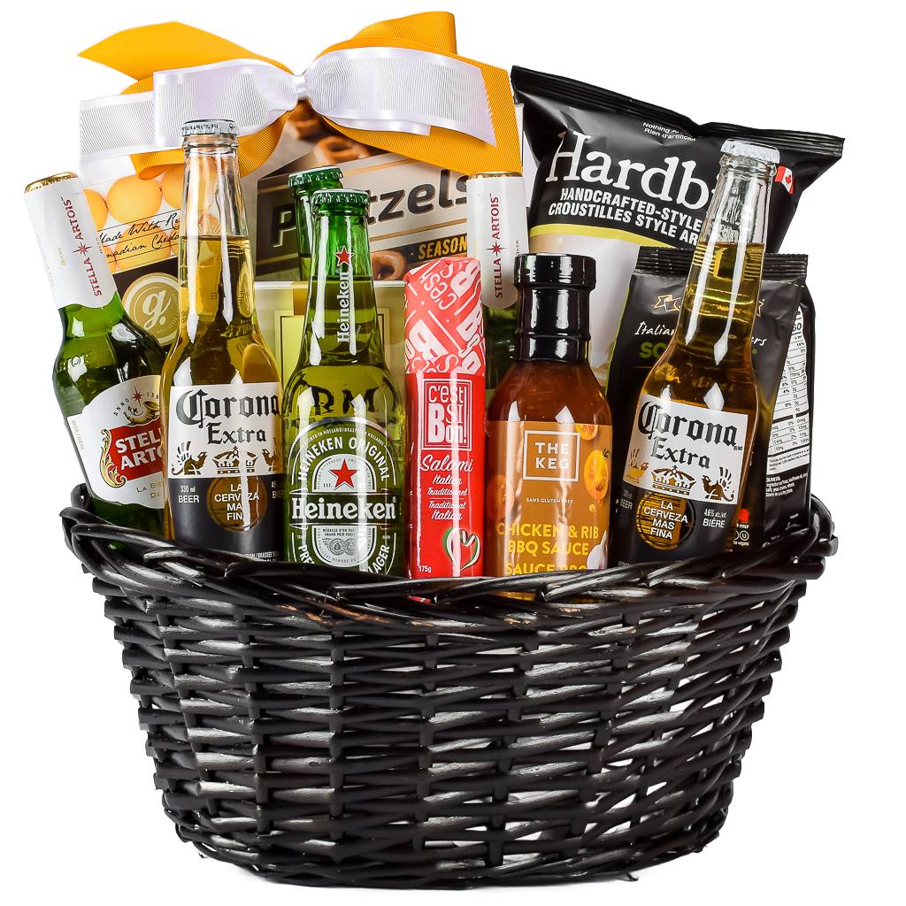 BBQ Sauce, Beer, Chips, Pretzels and Italian Salami Gift Basket For Them