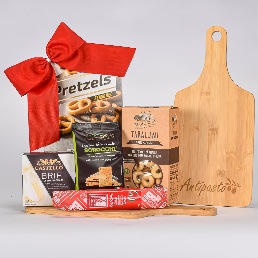 Charcuterie Board With Cheese, Meat, Crackers, And Salami