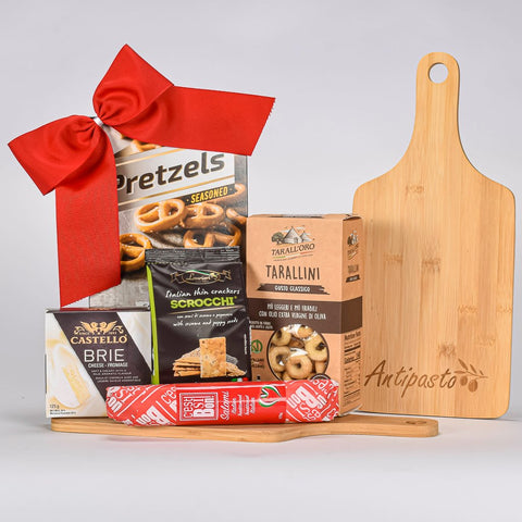 Charcuterie Board With Cheese, Meat, Crackers, And Salami