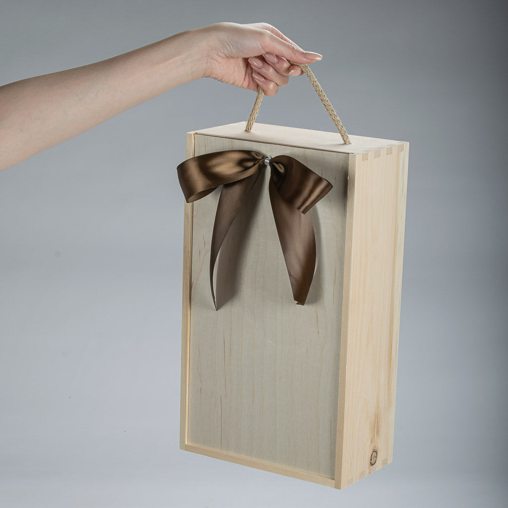 Champagne Wooden Box Silk Bow