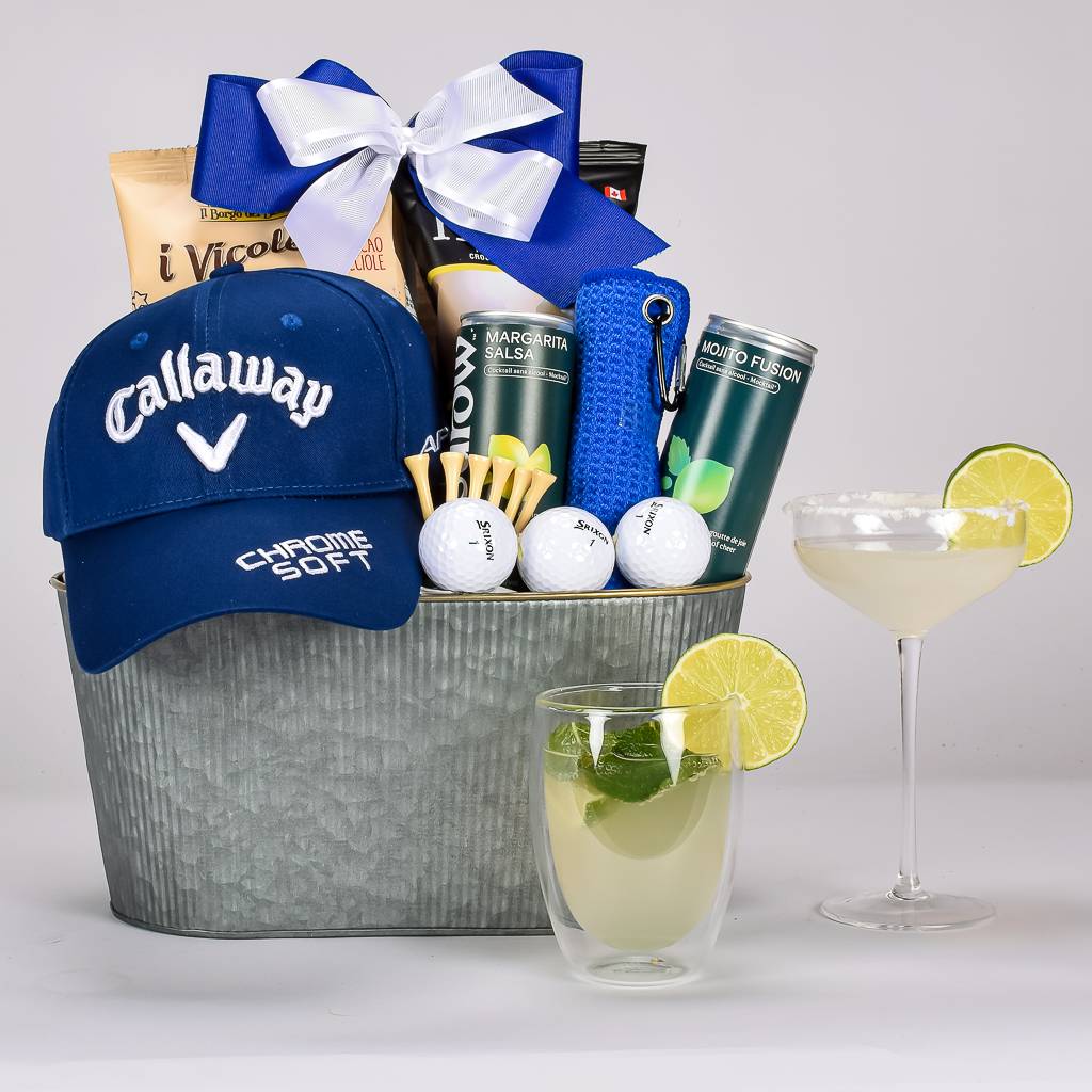 Refreshing Mocktails To Share With Gold Balls, Tees, Towel, Hat And Snacks 