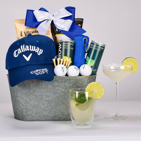 Refreshing Mocktails To Share With Gold Balls, Tees, Towel, Hat And Snacks 