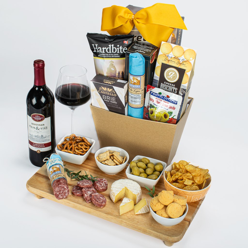 Meat Olives And Cabernet Basket