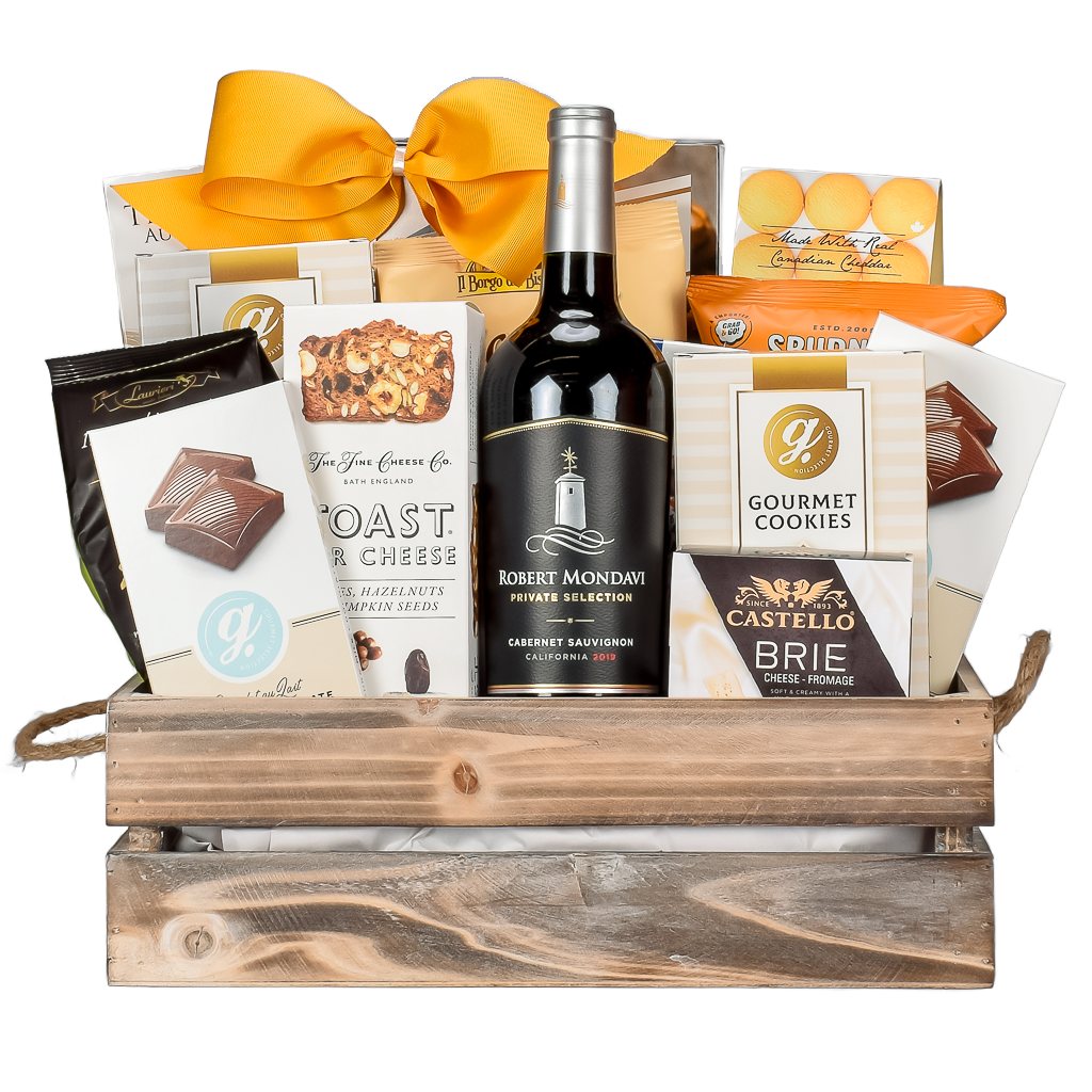 Robert Mondavi Cabernet In Wooden Crate With Snacks 