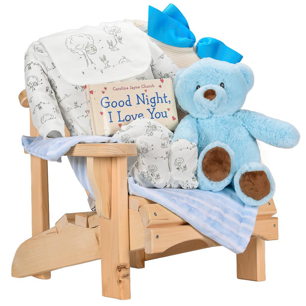 Baby Boy Muskoka Chair With Sleep Set, Book, And Bear