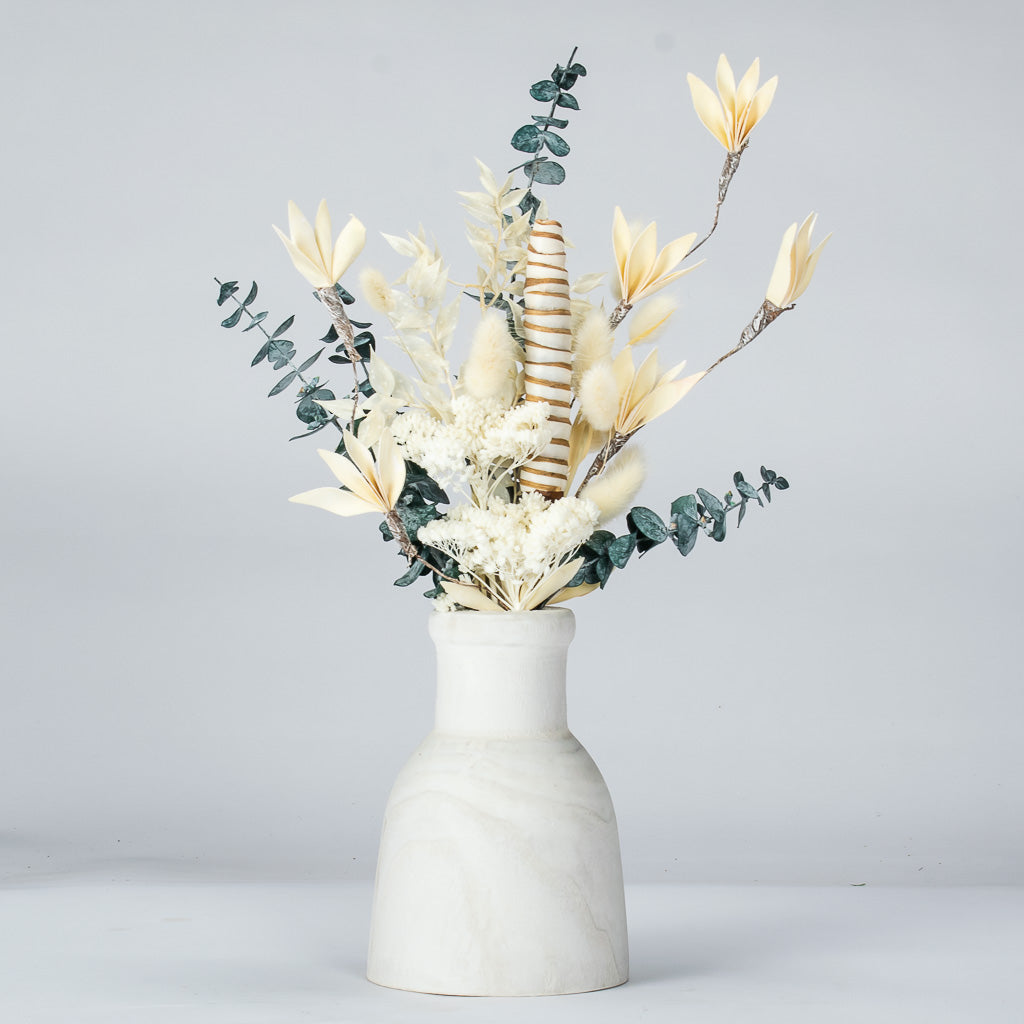 Neutral Dried Flower Wooden Vase