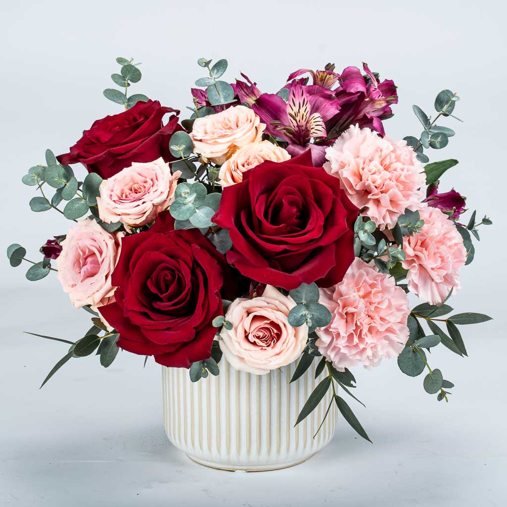 Red and Pink Flower Arrangement Vase