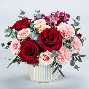 Red and Pink Flower Arrangement Vase