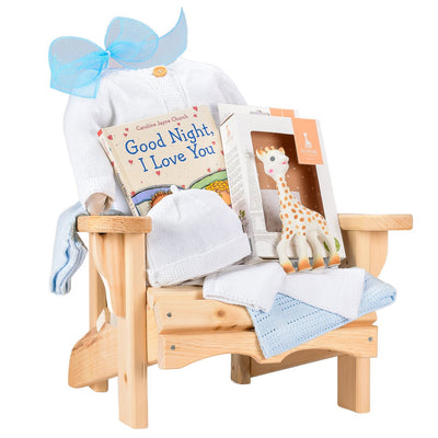 Baby Muskoka Chair With Knit Cardigan Set, Book And Sophie La Girafe Teether