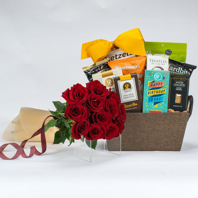 Birthday Gourmet Basket Roses