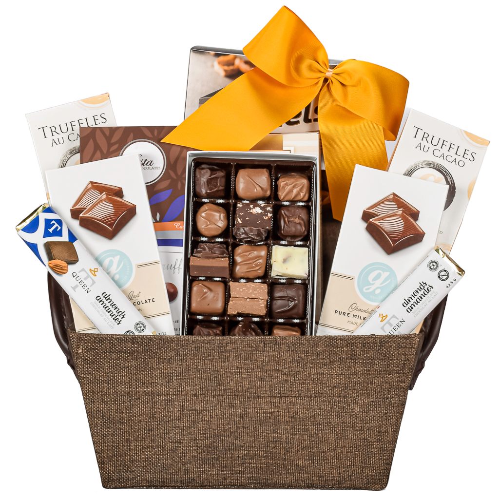 Assorted Chocolate Box With Pretzels, Truffles, Milk Chocolate Bar, Almond Chocolate Bar 
