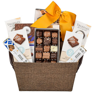 Assorted Chocolate Box With Pretzels, Truffles, Milk Chocolate Bar, Almond Chocolate Bar 