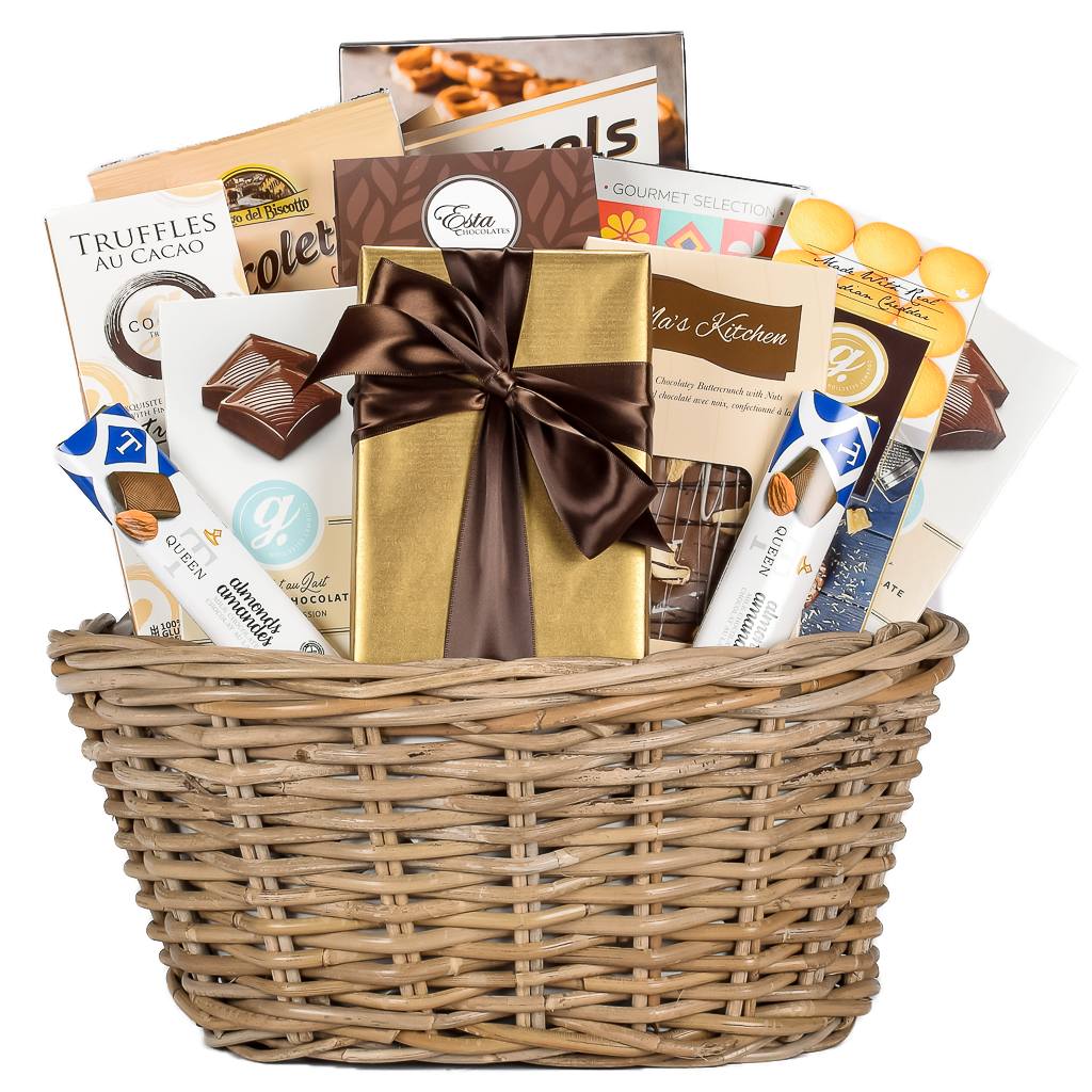 Assorted Milk, Dark and White Chocolate Box With Mixed Chocolate Bars, Cookies And Pretzels