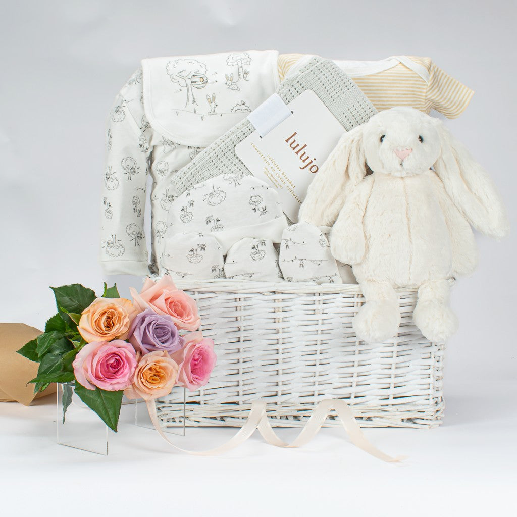 Neutral Baby Basket And Roses