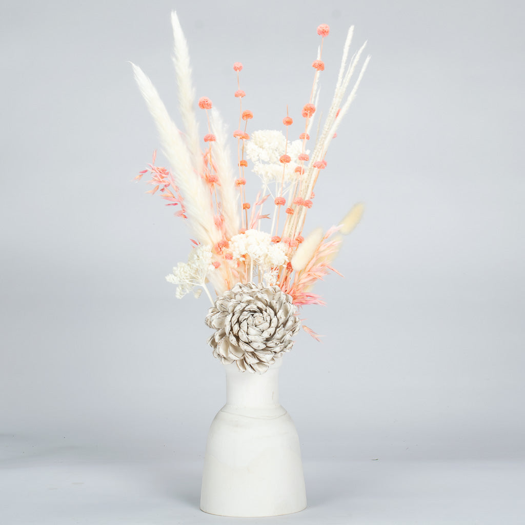 Pink And White Dry Flower Arrangement