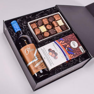 Canadian Made Chocolate And Wine In Black Gift Box 