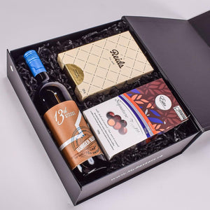 Reids Chocolate Box and Assorted Dark, Milk, And Caramel Chocolate Boxes With Red Wine 