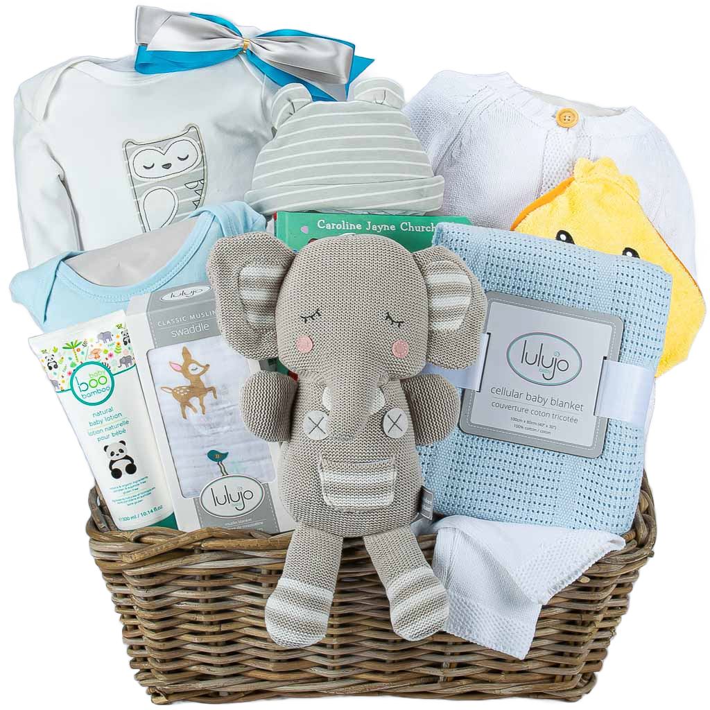 Luxury Baby boy With Elepant Plush Gift Basket
