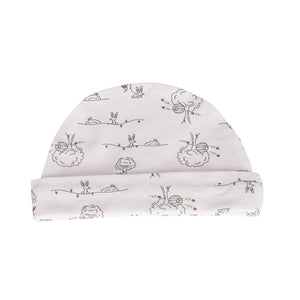 Baby hat with animal pattern on a white background