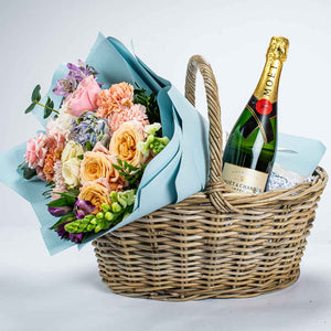 Bouquet With Moet Champagne 