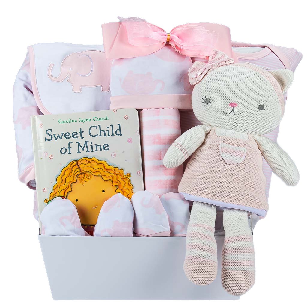 Welcome Baby Girl With Cat Plush