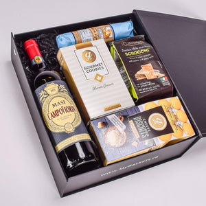 Masi Campofiorin Red Wine With Sweet Shortbread Cookies, Savoury Salami, Crackers And Biscuits