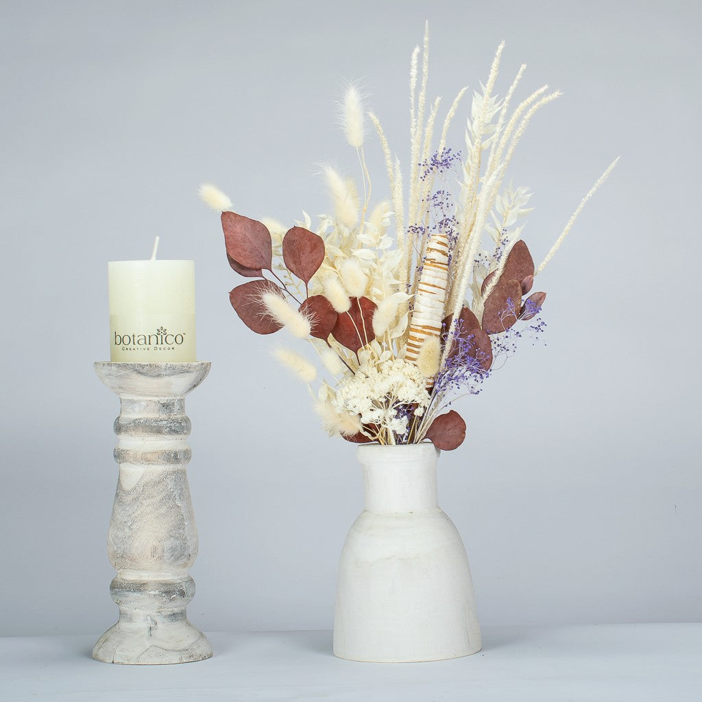 Decorative Dried Flowers and Candle