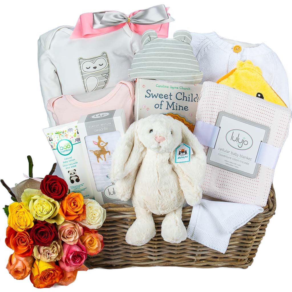 Luxury Newborn Girl Gift with Flowers