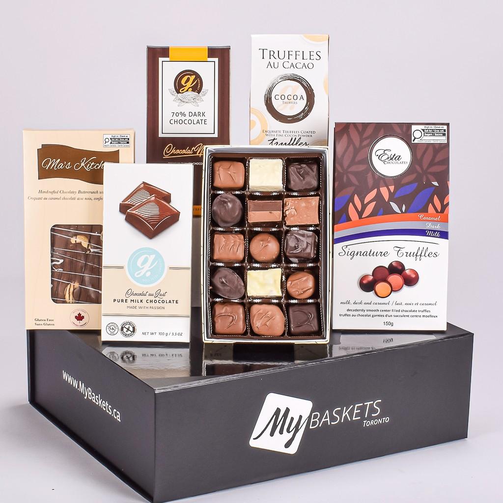 Assorted Chocolates In A Black Gift Box