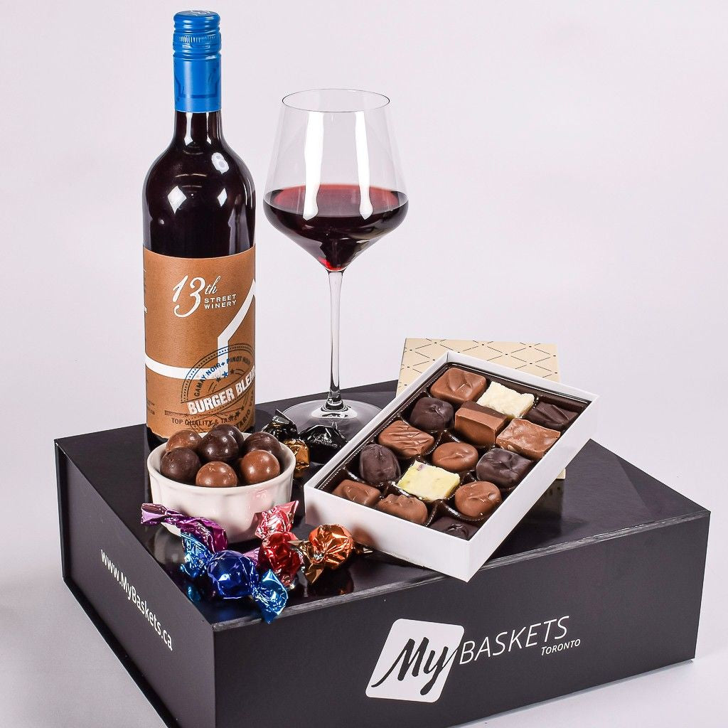 Red Canadian Wine With Reids Assorted Chocolate Box And Mixed Esta Truffles 