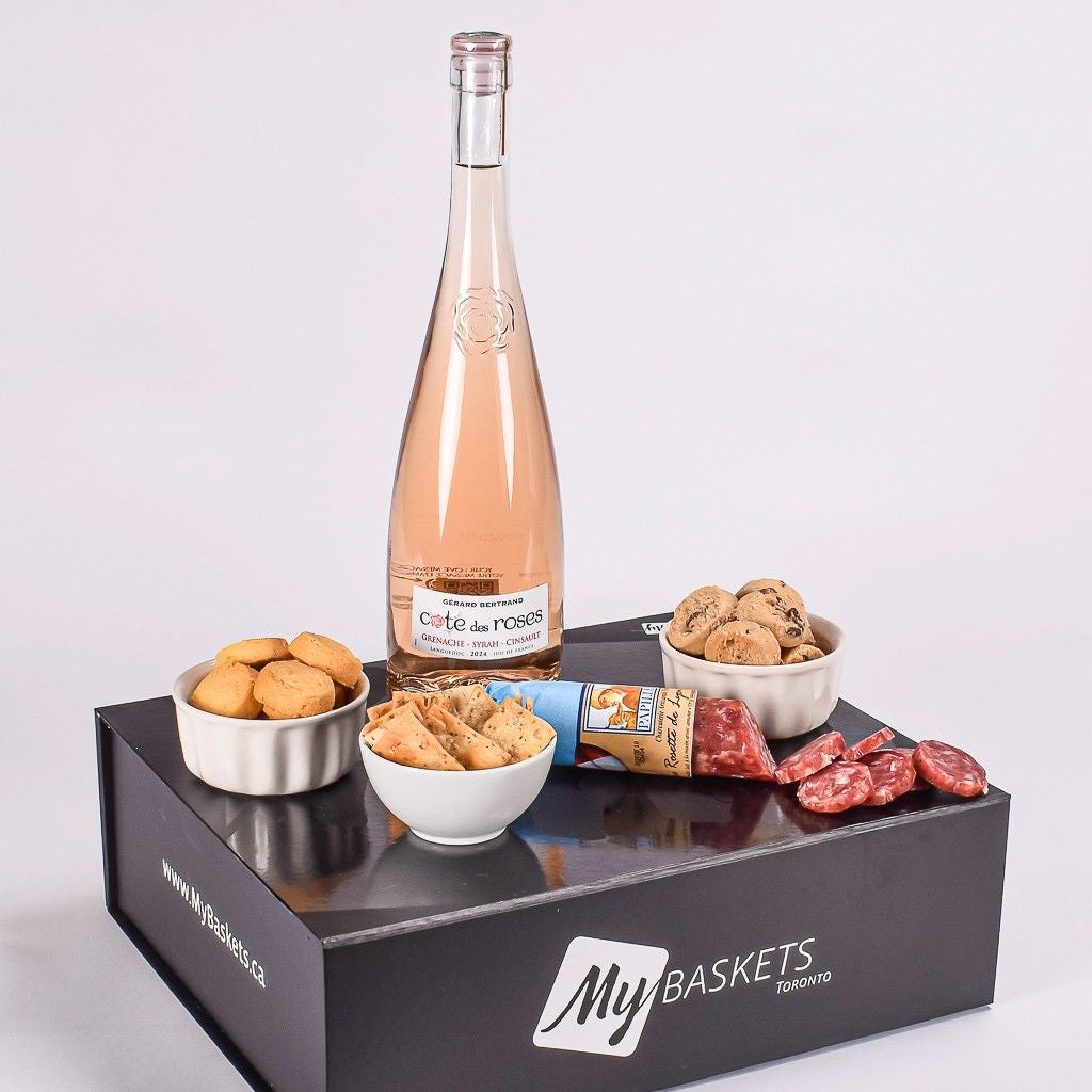 Rose Wine WIth Sweet and Savoury Gourmet Items 