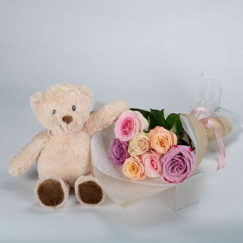 valentines gift roses bear 