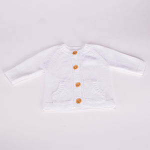 White Button Up Knit Cardigan