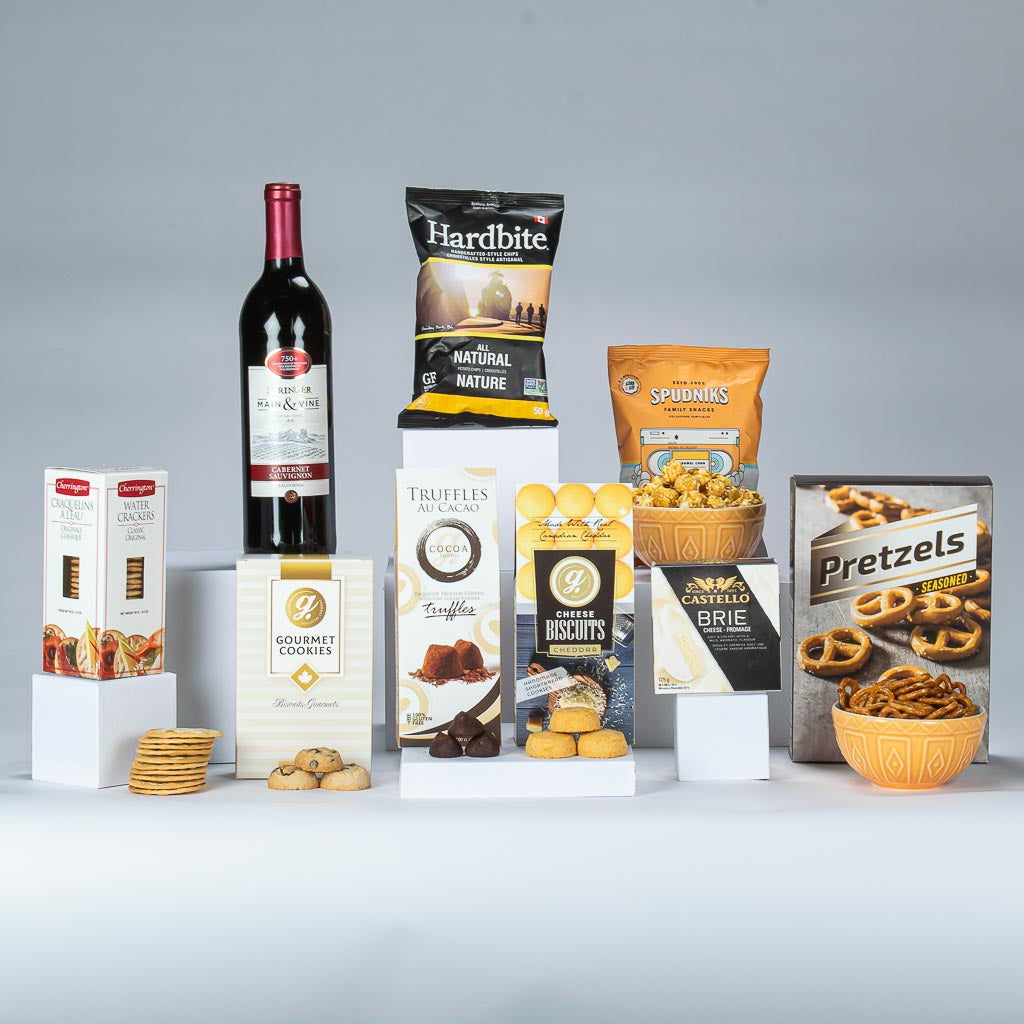 Inside Wine and Cheese Gift Basket