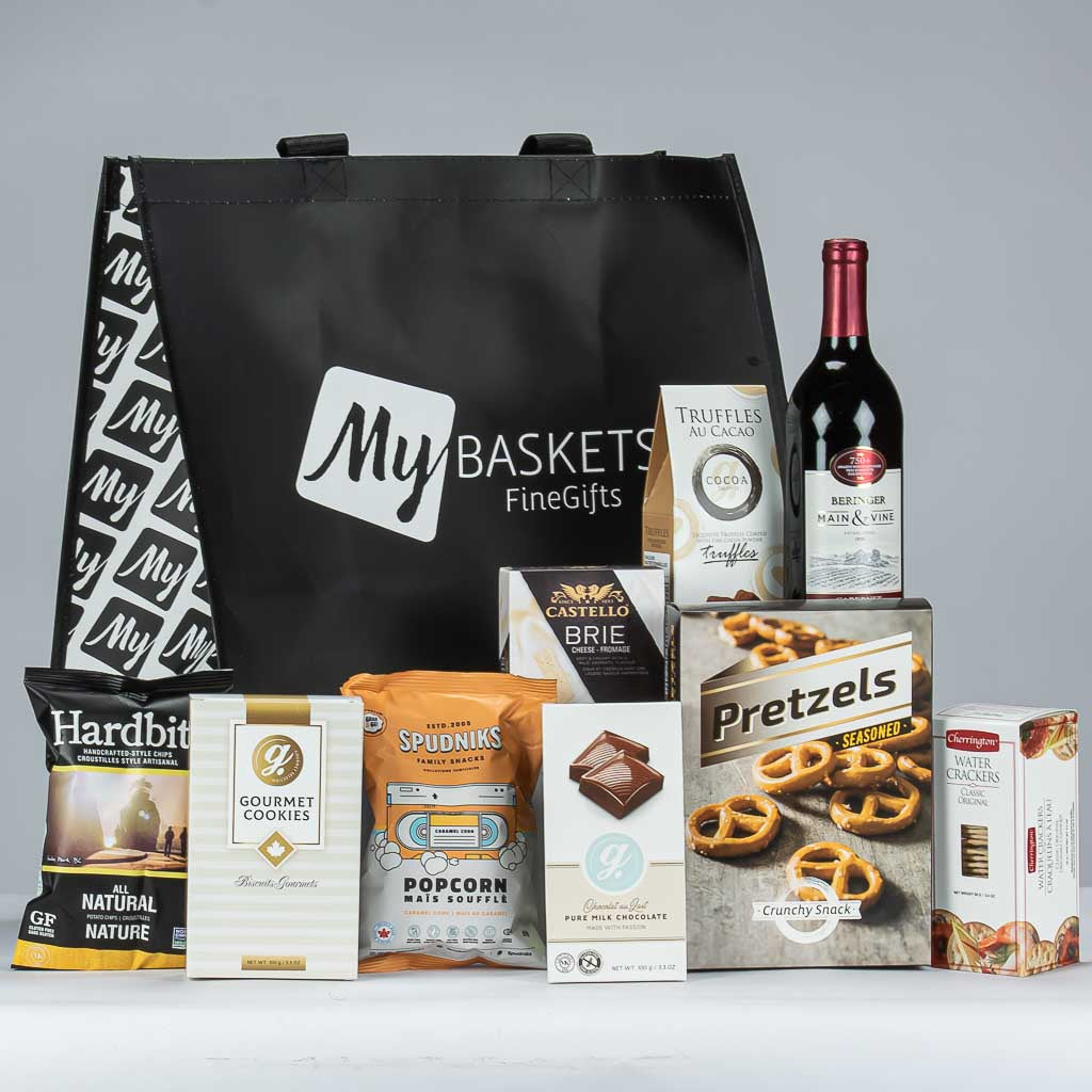 Wine and Cheese With Shopping Bag