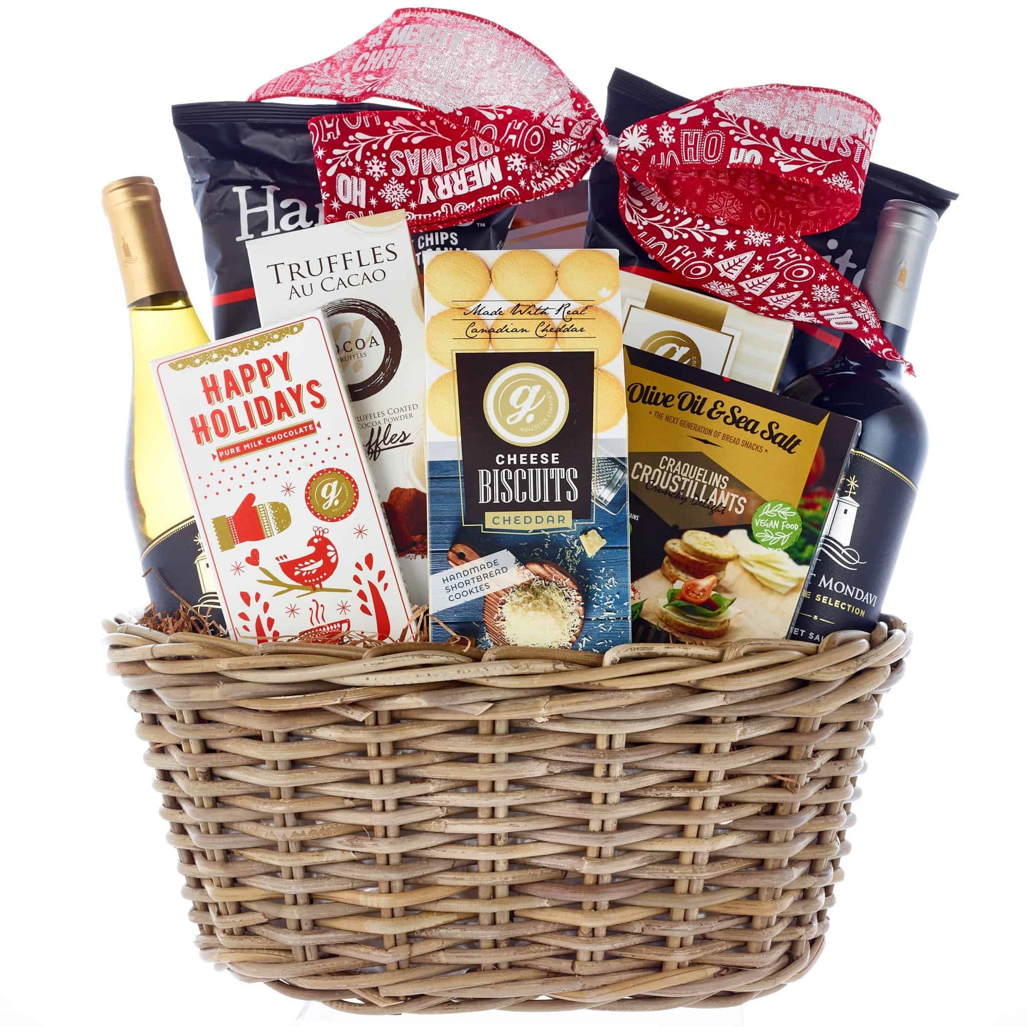 Christmas 2 wine gift basket delivery
