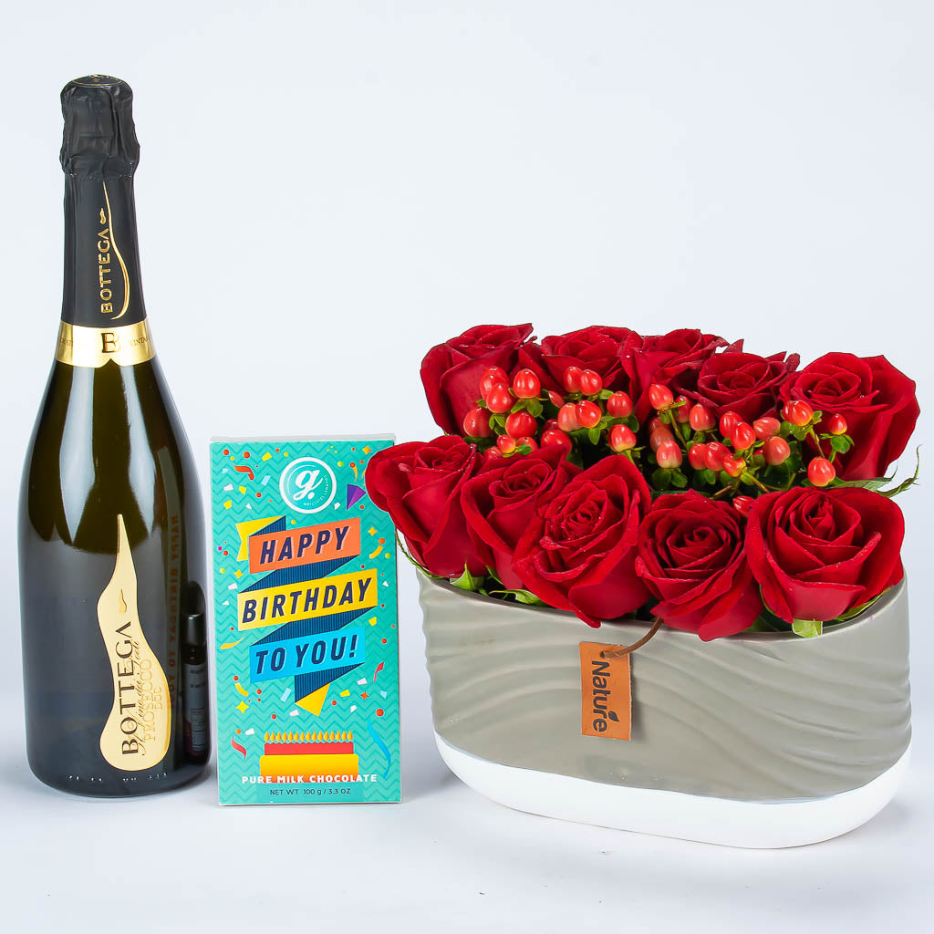 Red Roses And Italian Prosecco