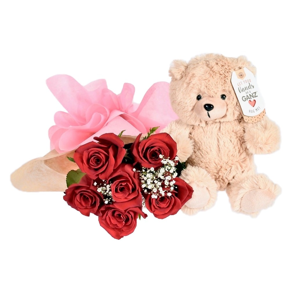 Birthday Roses and Bear Plush