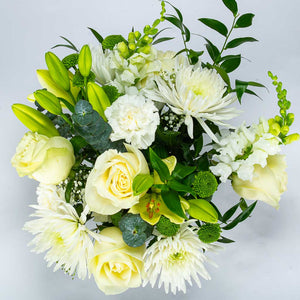 White Sympathy Flower Vase Centerpiece