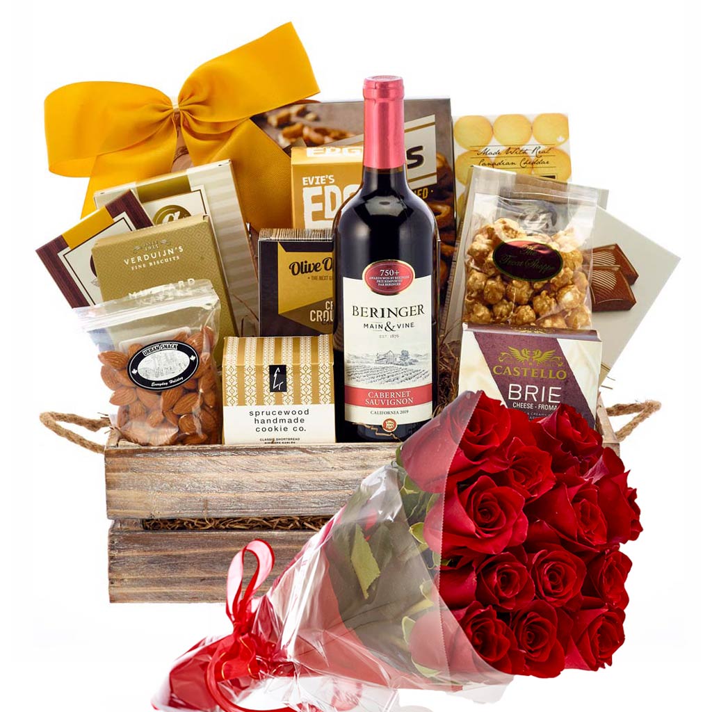 Classic Wine and Roses Wooden Crate