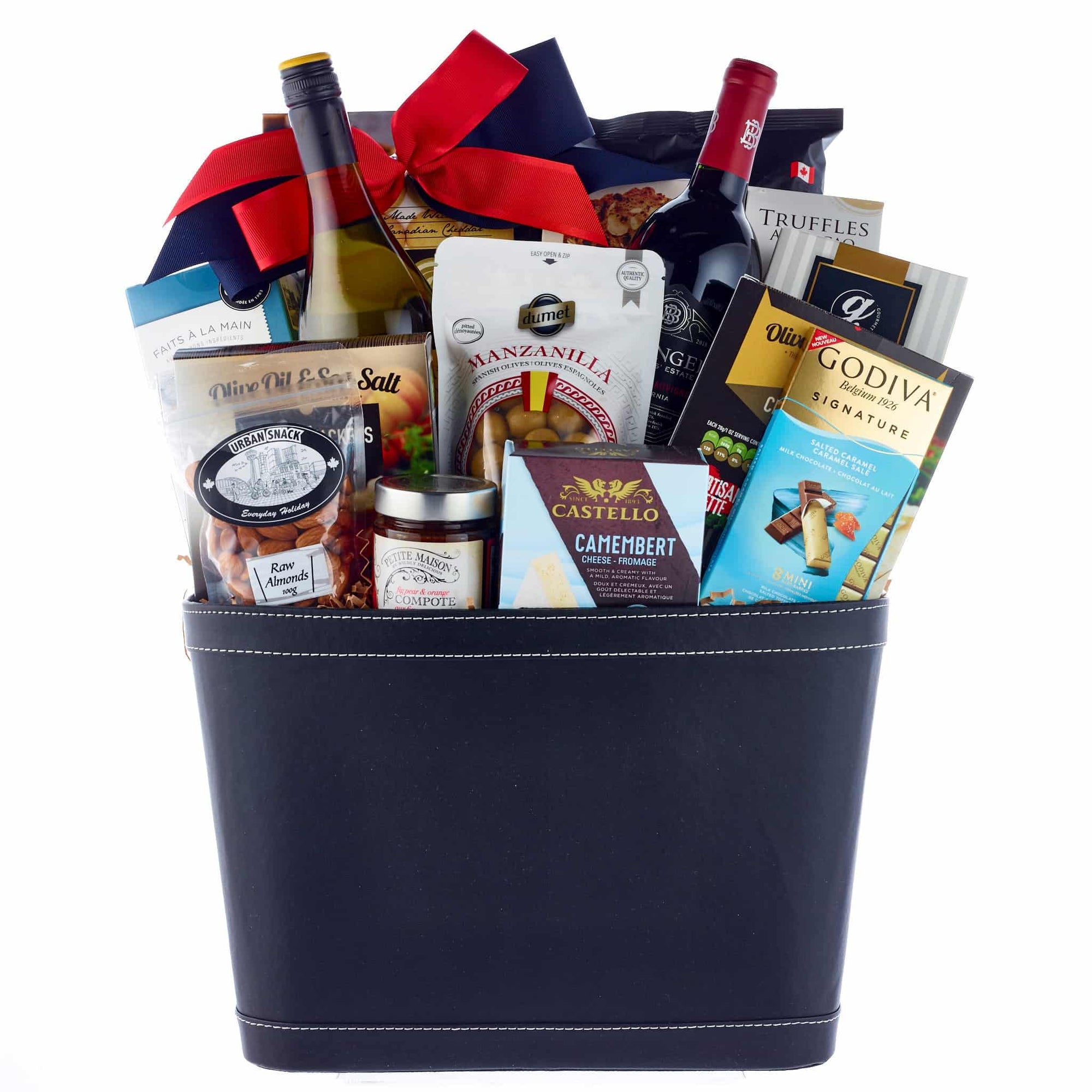 Corporate Luxurious gift with red and white wine. 